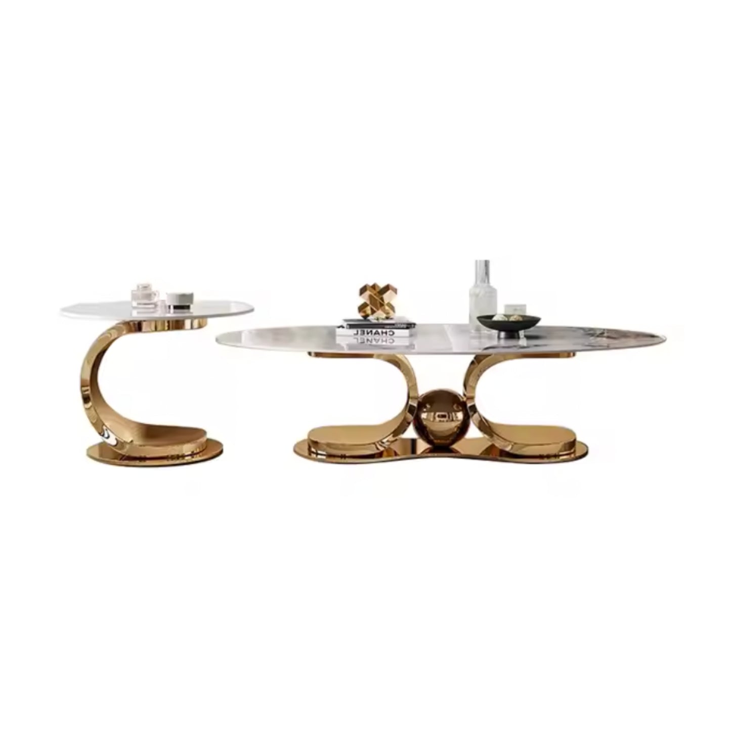 Aurelia Luxe Marble & Gold Coffee Table Set